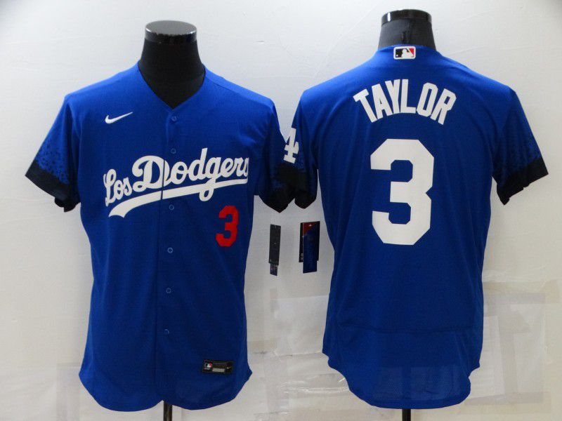 Men Los Angeles Dodgers #3 Taylor Blue City Edition Elite Nike 2021 MLB Jersey->los angeles dodgers->MLB Jersey